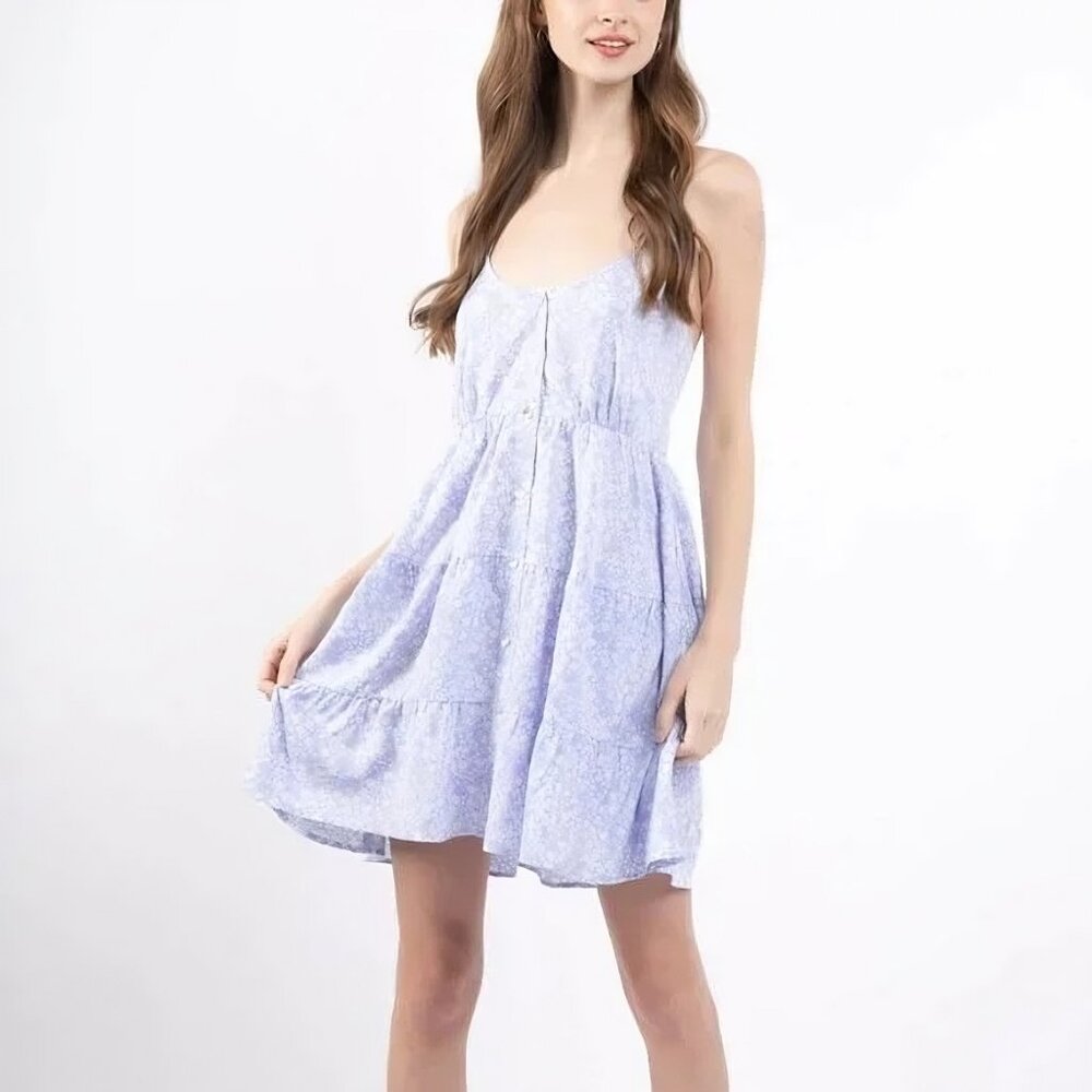 Tiered Babydoll Floral Pattern Sleeveless Summer Dress (size S)